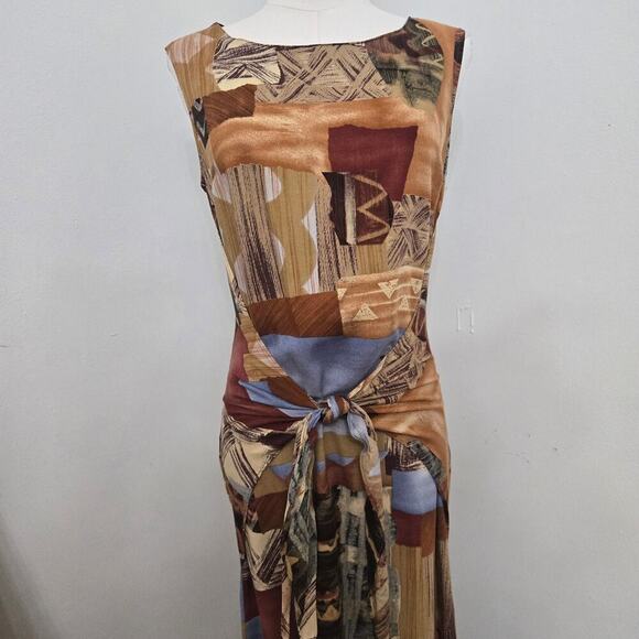 Lew Magram Vintage 90s Wrap Front Dress 6 Island Tribal Boho Granola Girl Hippie - Picture 2 of 12